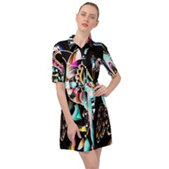 Garden Flower Nature Digital Art Abstract Belted Shirt Dress by Ravend