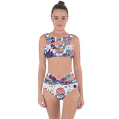 Rainbow Fun Cute Minimal Doodle Drawing Unique Bandaged Up Bikini Set 