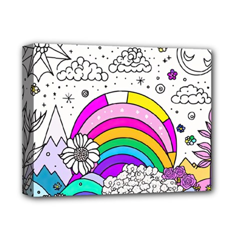 Rainbow Fun Cute Minimal Doodle Drawing Art Deluxe Canvas 14  X 11  (stretched)