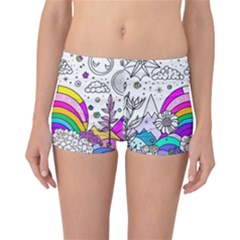 Rainbow Fun Cute Minimal Doodle Drawing Art Reversible Boyleg Bikini Bottoms by Ravend