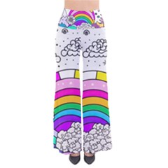 Rainbow Fun Cute Minimal Doodle Drawing Art So Vintage Palazzo Pants