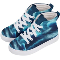 Moonlight High Tide Storm Tsunami Waves Ocean Sea Kids  Hi-top Skate Sneakers by Ravend