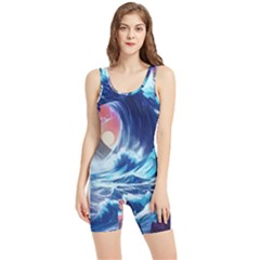 Storm Tsunami Waves Ocean Sea Nautical Nature Women s Wrestling Singlet