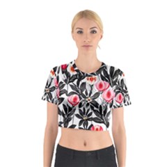 Beautiful Elegant Botanical Flowers Cotton Crop Top by GardenOfOphir