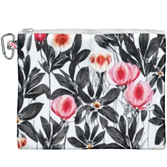 Beautiful Elegant Botanical Flowers Canvas Cosmetic Bag (XXXL)