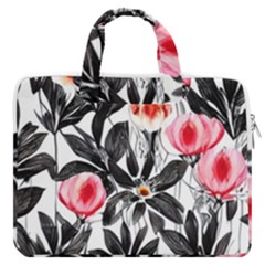 Beautiful Elegant Botanical Flowers MacBook Pro 13  Double Pocket Laptop Bag