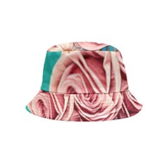 Coral Blush Rose On Teal Bucket Hat (kids) by GardenOfOphir