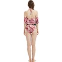 Coral Blush Rose on Teal Halter Flowy Bikini Set  View2