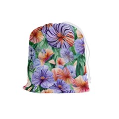 Amazing Watercolor Flowers Drawstring Pouch (large) by GardenOfOphir