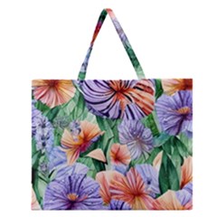 Amazing Watercolor Flowers Zipper Large Tote Bag by GardenOfOphir