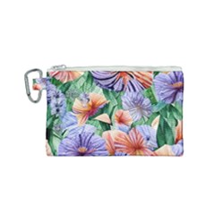 Amazing Watercolor Flowers Canvas Cosmetic Bag (small) by GardenOfOphir