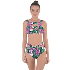 Attractive Watercolor Flowers Bandaged Up Bikini Set 