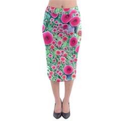 Bounty Of Brilliant Blooming Blossoms Midi Pencil Skirt by GardenOfOphir