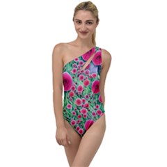 Bounty Of Brilliant Blooming Blossoms To One Side Swimsuit