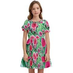 Bounty Of Brilliant Blooming Blossoms Kids  Puff Sleeved Dress by GardenOfOphir