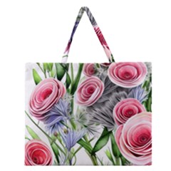 Captivating Coral Blooms Zipper Large Tote Bag by GardenOfOphir
