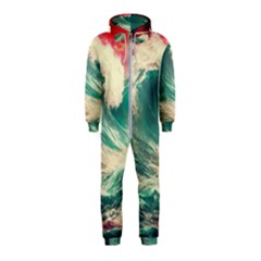 Storm Tsunami Waves Ocean Sea Nautical Nature Painting Hooded Jumpsuit (kids)