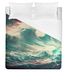 Storm Tsunami Waves Ocean Sea Nautical Nature Painting Duvet Cover (queen Size) by Ravend