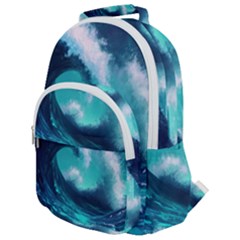 Tsunami Tidal Wave Ocean Waves Sea Nature Water Rounded Multi Pocket Backpack