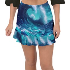 Tsunami Tidal Wave Ocean Waves Sea Nature Water Fishtail Mini Chiffon Skirt