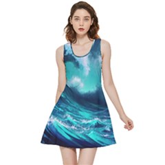 Tsunami Tidal Wave Ocean Waves Sea Nature Water Inside Out Reversible Sleeveless Dress