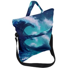 Tsunami Tidal Wave Ocean Waves Sea Nature Water Fold Over Handle Tote Bag