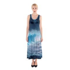 Thunderstorm Storm Tsunami Waves Ocean Sea Sleeveless Maxi Dress