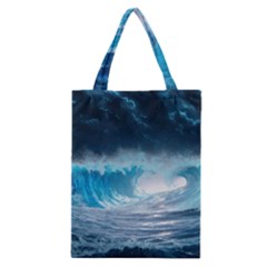 Thunderstorm Storm Tsunami Waves Ocean Sea Classic Tote Bag by Ravend