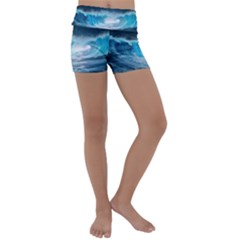 Thunderstorm Storm Tsunami Waves Ocean Sea Kids  Lightweight Velour Yoga Shorts