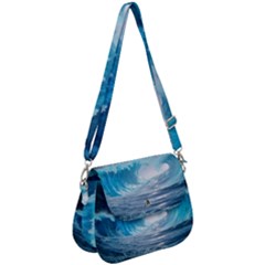 Thunderstorm Storm Tsunami Waves Ocean Sea Saddle Handbag by Ravend