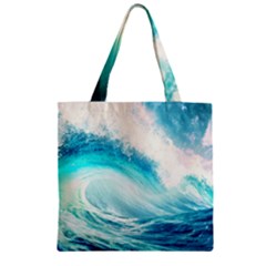 Tsunami Waves Ocean Sea Nautical Nature Water Nature Zipper Grocery Tote Bag