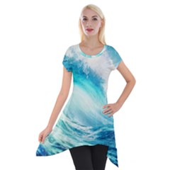 Tsunami Waves Ocean Sea Nautical Nature Water Nature Short Sleeve Side Drop Tunic