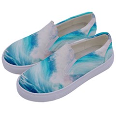 Tsunami Waves Ocean Sea Nautical Nature Water Nature Kids  Canvas Slip Ons