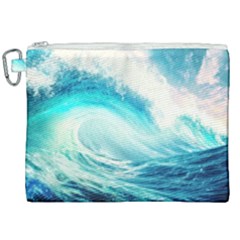 Tsunami Waves Ocean Sea Nautical Nature Water Nature Canvas Cosmetic Bag (xxl) by Ravend