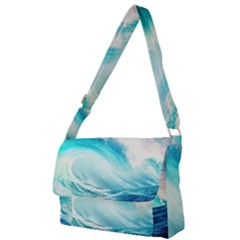 Tsunami Waves Ocean Sea Nautical Nature Water Nature Full Print Messenger Bag (s) by Ravend