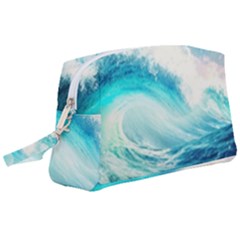 Tsunami Waves Ocean Sea Nautical Nature Water Nature Wristlet Pouch Bag (large)