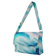 Tsunami Waves Ocean Sea Nautical Nature Water Nature Full Print Messenger Bag (m) by Ravend