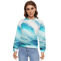 Tsunami Waves Ocean Sea Nautical Nature Water Nature Women s Long Sleeve Raglan Tee