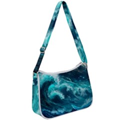 Thunderstorm Tsunami Tidal Wave Ocean Waves Sea Zip Up Shoulder Bag by Ravend