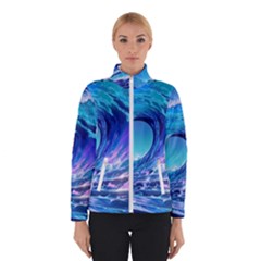 Tsunami Tidal Wave Ocean Waves Sea Nature Water Blue Women s Bomber Jacket