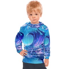 Tsunami Tidal Wave Ocean Waves Sea Nature Water Blue Kids  Hooded Pullover