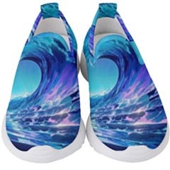 Tsunami Tidal Wave Ocean Waves Sea Nature Water Blue Kids  Slip On Sneakers