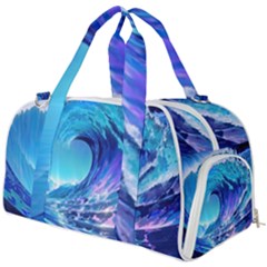 Tsunami Tidal Wave Ocean Waves Sea Nature Water Blue Burner Gym Duffel Bag by Ravend