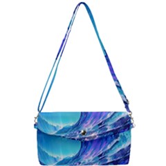 Tsunami Tidal Wave Ocean Waves Sea Nature Water Blue Removable Strap Clutch Bag by Ravend