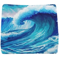 Tsunami Tidal Wave Ocean Waves Sea Nature Water Blue Painting Seat Cushion by Ravend