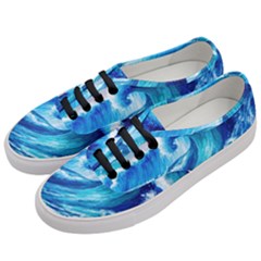 Tsunami Tidal Wave Ocean Waves Sea Nature Water Blue Painting Women s Classic Low Top Sneakers