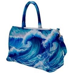 Tsunami Tidal Wave Ocean Waves Sea Nature Water Blue Painting Duffel Travel Bag