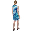 Tsunami Tidal Wave Ocean Waves Sea Nature Water Blue Painting Sleeveless Shirt Dress View2