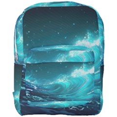 Tsunami Waves Ocean Sea Nautical Nature Water Full Print Backpack by Ravend