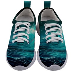 Tsunami Waves Ocean Sea Nautical Nature Water Kids Athletic Shoes by Ravend